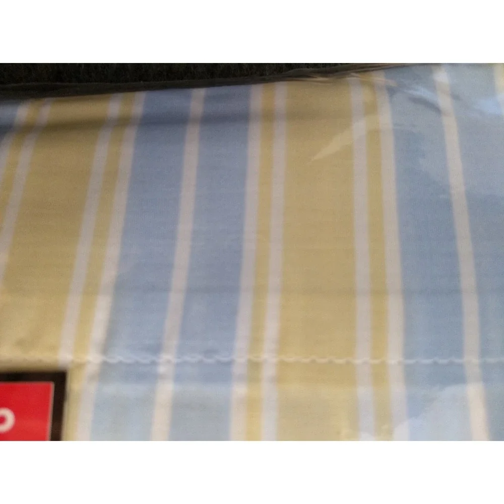 Martex King Premium‎ Wide Flat Sheet Serenity Stripe Soft Yellow Blue 300TC NOS